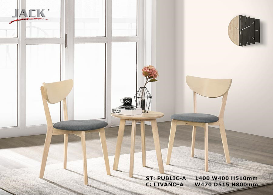 PUBLIC-A SIDE TABLE + LIVANO-A DINING CHAIR (1+2)